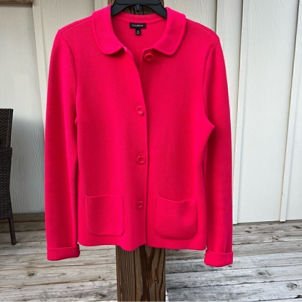Talbots Hot pink/Melon Colored Button up Jacket with front pockets (LIKE NEW!) - Picture 9 of 11